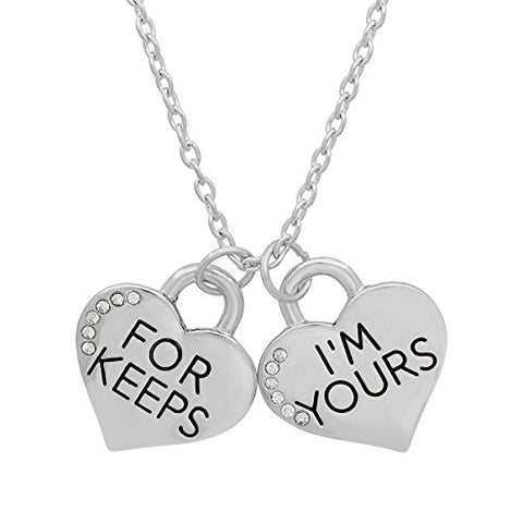 Lady's Metallic Alloy 'I'M Yours For Keeps' Heart Pendants with Swarovski Elements