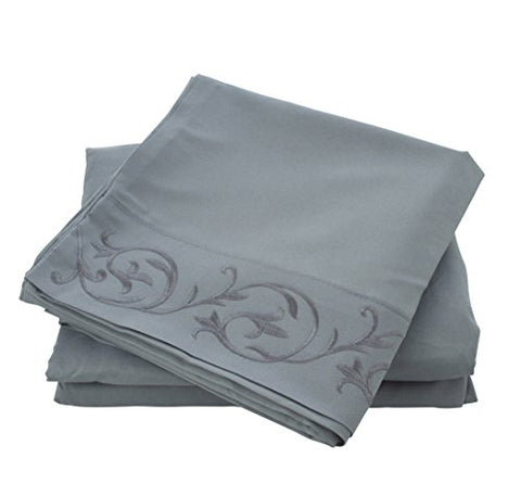 Cozy Home Embroidered 4-Piece Sheet Set King - Blue