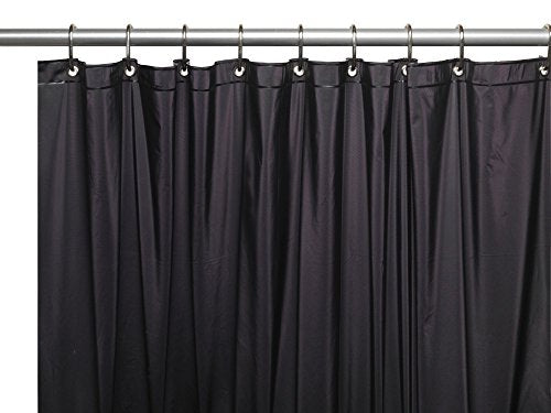 Royal Bath Heavy 3 Gauge Vinyl Shower Curtain Liner with Weighted Magnets and Metal Grommets (72 inch  x 72 inch ) - Black