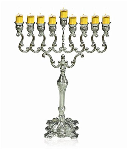Lamp Lighters Ultimate Judaica Menorah Silver Plated 17 inch H
