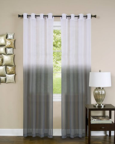 Quintessence Ombre Sheer Window Curtain Panel (52 inch  x 84 inch ) - Charcoal