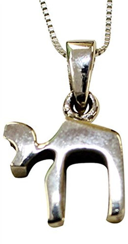 Silver Chai Necklace - Chain 18 inch  Pendant 1/2 inch  H 1/2 inch  W