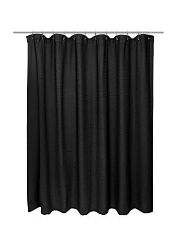 Park Avenue Deluxe Collection Standard Size 100% Cotton Waffle Weave Shower Curtain black.