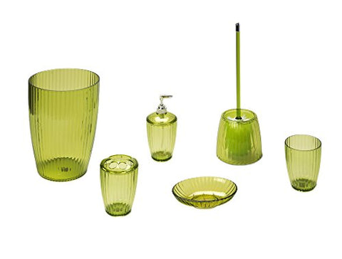 Park Avenue Deluxe Collection Park Avenue Deluxe Collection Palm Green Ribbed 5 Piece Acrylic Bath Accessory Set
