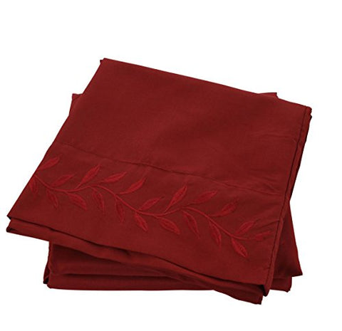 Cozy Home Embroidered 4-Piece Sheet Set King - Burgundy