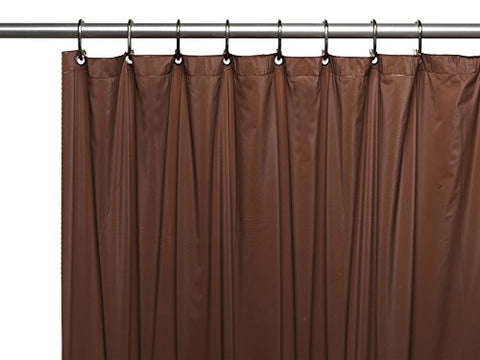 Park Avenue Deluxe Collection Park Avenue Deluxe Collection 3 Gauge Vinyl Shower Curtain Liner w/ Weighted Magnets and Metal Grommets in Brown