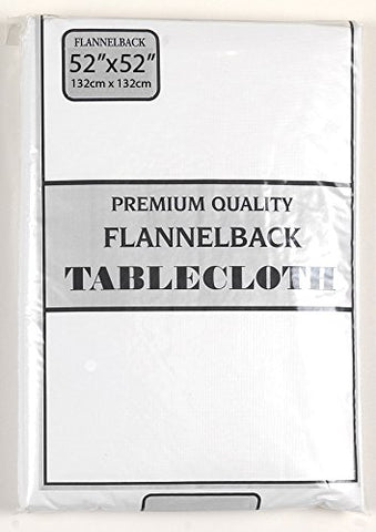 Simple Elegance by Bon Appetit Solid Color Vinyl Tablecloth with Polyester Flannel Backing - White Square (52 inch  x 52 inch )