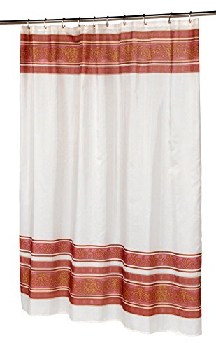 BenandJonah Collection Fabric Shower Curtain 70 x 72 inch  Majestic Fleur Burgundy