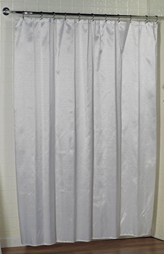 Royal Bath Collection Diamond-Piqued Dobby Fabric Shower Curtain 70 inch  x 72 inch  (White)