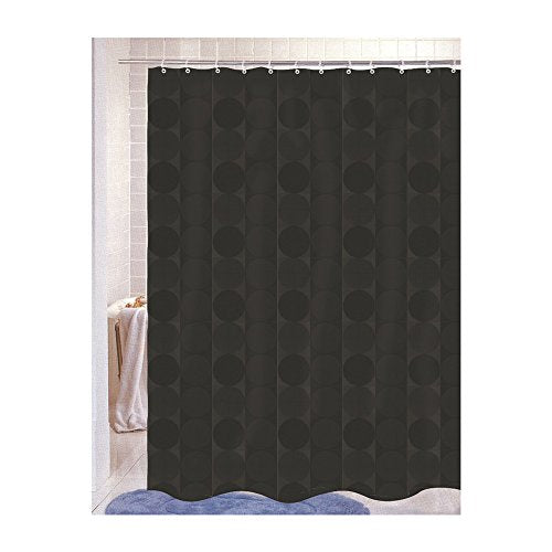 Park Avenue Deluxe Collection  inch Jacquard Circles inch  Fabric Shower Curtain in Black