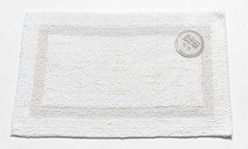 Royal Bath Collection Reversible Solid Color Large (21 inch  x 34 inch ) 100% Cotton Bath Mat (White)