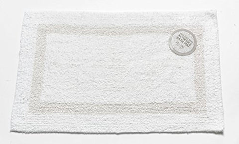 Royal Bath Collection Reversible Solid Color Large (21 inch  x 34 inch ) 100% Cotton Bath Mat (White)