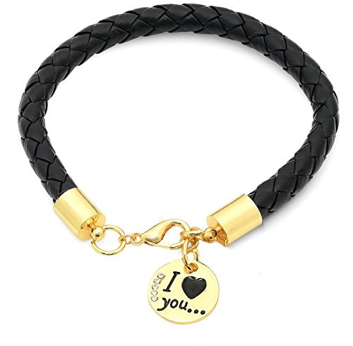 18K Gold Plated Alloy  inch I Love You inch  Bracelet with Swarovski Elements