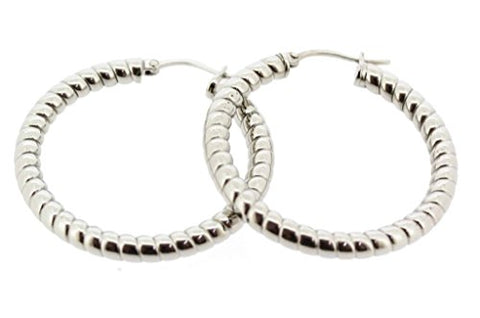 Ben and Jonah Stainless Steel Hoop Earring with Caterpiller Design (30mm)