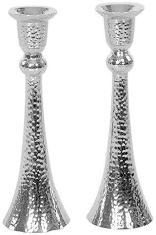 5th Avenue Collection Candle Sticks Hammered Nickel W/Velvet Box 10 inch H