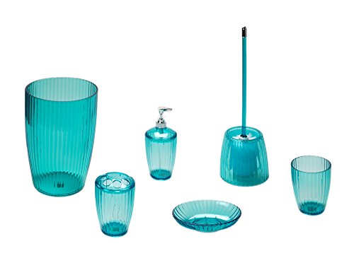 Park Avenue Deluxe Collection Park Avenue Deluxe Collection Cerulean Blue Ribbed 5 Piece Acrylic Bath Accessory Set