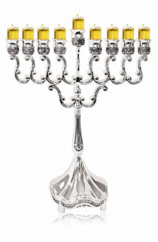 Lamp Lighters Ultimate Judaica Silver Plated Menorah - 11.5 inch  H X 9 inch  W