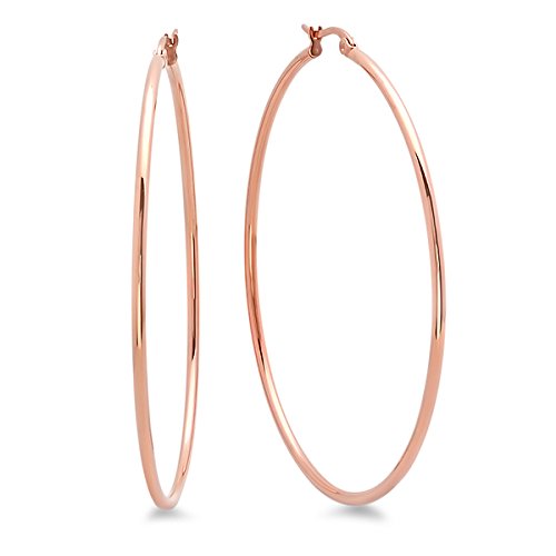 Ben and Jonah Ladies 18k Rose Gold Plated Stainless Steel Hoop Earrings