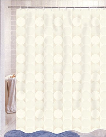 BenandJonah Collection Fabric Shower Curtain 70 x 72 inch  Circles in Line Ivory