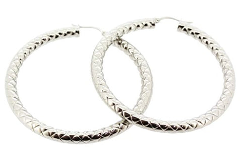 Ben and Jonah Stainless Steel Hoop Earring with Braided Design (50mm)