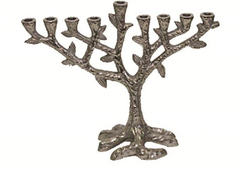 Lamp Lighters Ultimate Judaica Menorah Tree Design with Nickel Plated Finish - 7 inch H