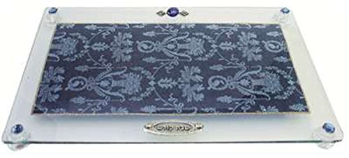 Ultimate Judaica Challah Tray On Legs Applique - Blue - 15 inch  W X 10 inch  L