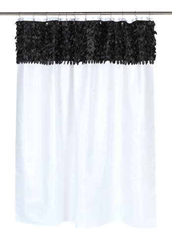 BenandJonah Collection Fabric Shower Curtain 70 x 72 inch  Goosy Top Black & White