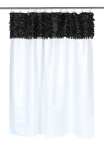 BenandJonah Collection Fabric Shower Curtain 70 x 72 inch  Goosy Top Black & White