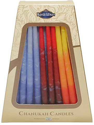Lamp Lighters Ultimate Judaica Safed Chanukah Candles - 45 Pack - Blue/Red/Orange - 6 inch 