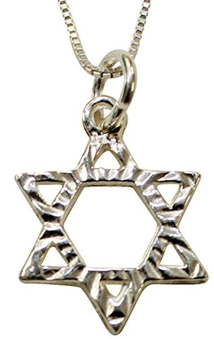 Silver Star Of David Necklace - Chain 18 inch  Pendant 1/2 inch  H 1/2 inch  W