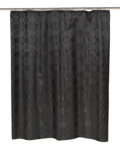 BenandJonah Collection Fabric Shower Curtain 70 x 72 inch  Circles in Line Black