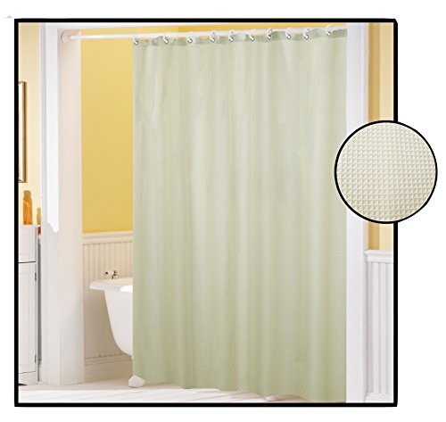 Royal Bath Waffle Weave Textured Fabric Shower Curtain with Metal Grommets (70 inch  x 72 inch ) - Ivory