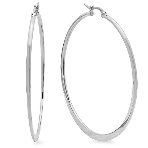 Ben and Jonah Ladies Stainless Steel 50MM Hoop Earrings