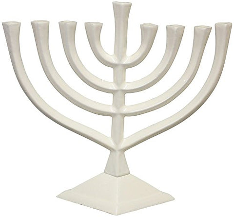 Lamp Lighters Ultimate Judaica Menorah Pewter - White - 9.5 inch H