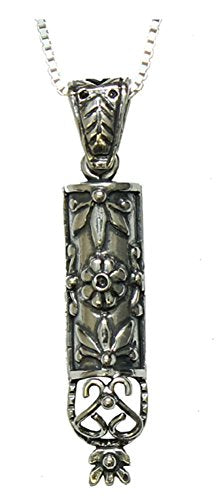 Silver Necklace With Mezuzah Pendant - Chain 19 inch  Pendant 5/8 inch  W X 1 1/8 inch  H