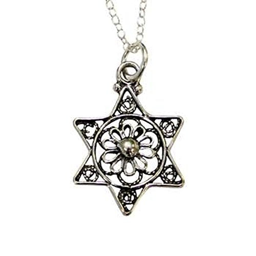 Silver Filigree Â Star Of David Necklace - Chain 18 inch  Pendant 1/2 inch W X 1 inch H