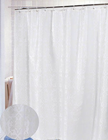 BenandJonah Collection Fabric Shower Curtain 70 x 72 inch  Damask Ivory
