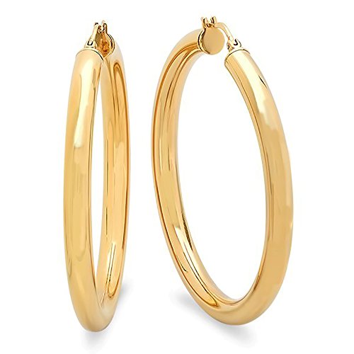 Ben and Jonah Ladies Yellow 50MM Thick Hoop Earrings