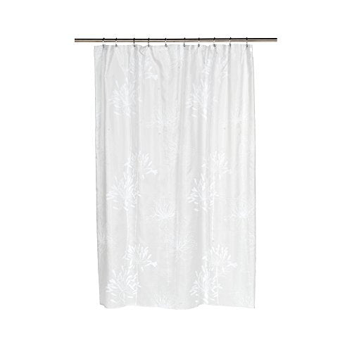 Park Avenue Deluxe Collection  inch Cologne inch  Fabric Shower Curtain with Poly Taffeta Flocking in White/Spa Blue