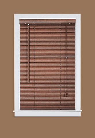 Plantation Collection Vinyl Venetian 2-Inch Mini Blind - Mahogany - 31 inch  x 64 inch  (Actual Measurement 30.5 inch  x 64 inch )