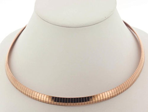 Ben and Jonah Stainless Steel Rose Gold Plated Omega Necklace 17 inch  (43cm) Long and 0.31 inch  (8mm) Thick