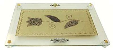 Ultimate Judaica Challah Tray On Legs Tulip - Brown - 15 inch  W X 10 inch  L