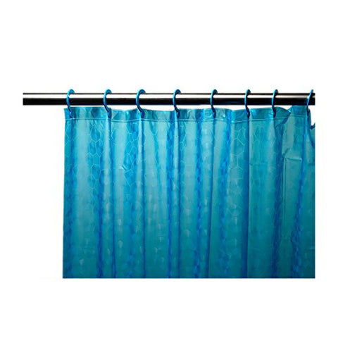 Park Avenue Deluxe Collection Park Avenue Deluxe Collection Cerulean Blue Embossed PEVA Shower Curtain with Built-in Hooks