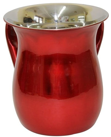 Ultimate Judaica Wash Cup Stainless Steel Shiny Red - 5.5 inch H