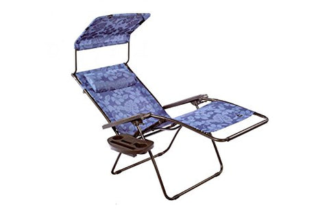 Patio Bliss DELUXE GRAVITY FREE Recliner with Covered Bungee - Blue Flowers