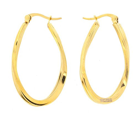 Ben and Jonah Stainless Steel Gold Plated Twisted Oval Hoop Earring