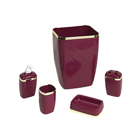 Park Avenue Deluxe Collection Park Avenue Deluxe Collection Burgundy/Gold 5 Piece Bath Ensemble