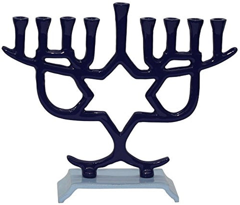 Lamp Lighters Ultimate Judaica Menorah Star 2 Tone Blue 8.5 inch  H