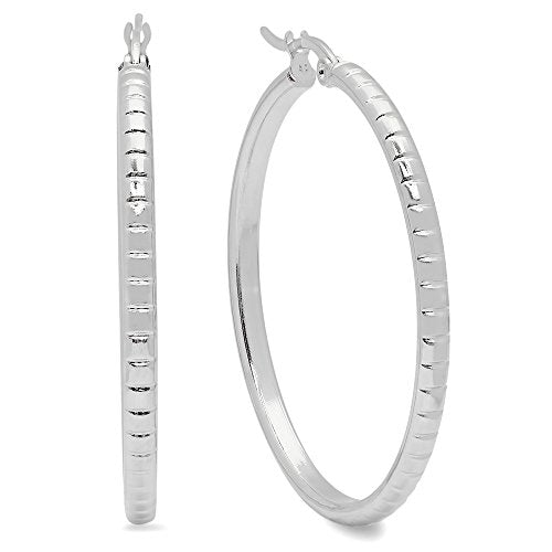 Ben and Jonah Ladies Stainless Steel Accented Hoop Earrings