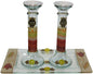 5th Avenue Collection Candle Stick With Tray Large Applique - Colorful - Tray 10 inch  W X 5 inch  L - Candlesticks - 7.5 inch  H